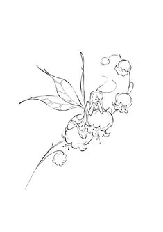 a black and white drawing of some flowers