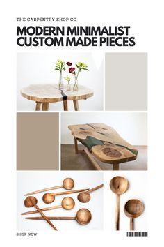 the modern minimalist custom made pieces is featured in this magazine, with wooden spoons and