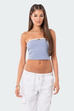 PRODUCT INFO Tube Top Strapless Stretch fabric Tiny buckle design Cotton, Spandex Model wears size S Model height is 5'7 Item care: Wash with similar color Y2k Tube Top, Clubwear Tops, Crop Tops For Women, Lace Up Tank Top, Bandeau Crop Top, Fit Summer, Strapless Crop Top, Streetwear Summer, Solid Clothes