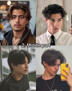 follow me on insta 🤪 ☺️ How To Do Middle Part Hair, Curtain Hair Men, Wavy Mullet Hair Men, Middle Part Men, Male Hair Ideas, Curtain Cut, Wavy Hairstyles For Men, Young Mens Hairstyles, Curtain Hair