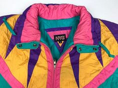 Color Block Puffer Jacket Vintage 80s New York Girl Size Medium Teal Yellow Pink Purple Jacket - Etsy Vintage Multicolor Windbreaker For Spring, Retro Pink Windbreaker, Retro Multicolor Windbreaker For Winter, Retro Multicolor Winter Windbreaker, Retro Pink Windbreaker For Winter, Color Blocking Outfits, Purple Jacket, Teal Yellow, Diy Fashion