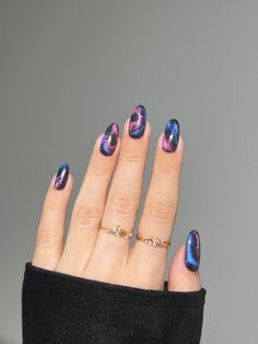 Shop our Influencers' top picks on Amazon Black Nails With Glitter, Velvet Nails, Eye Nails, Galaxy Nails, Glamorous Nails, Sparkle Nails, Great Nails, Cat Eye Nails, Glam Nails