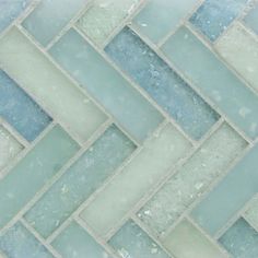 Fluid Herringbone Glass Tile C Blend for kitchens and bathrooms Sea Glass Backsplash, Coastal Tiles, Sea Glass Tile, Bathroom Shower Floor, Witch's Cottage, Iridescent Glass Tiles, Beveled Subway Tile, Mosaic Pool Tile, Glass Pool Tile