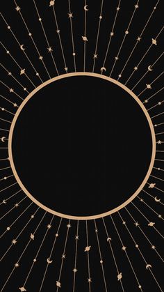 an abstract black and gold background with stars in the shape of a circle on top