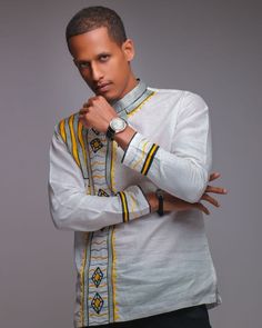 Ethiopian Cultural Clothes, Eritrean Clothing, Ethiopian Traditional Dress, Handmade Shirts, Sun Setting, Spring Season, Embroidered Shirt, Modern Fashion, White Fabrics