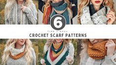 six free crochet scarf patterns for women