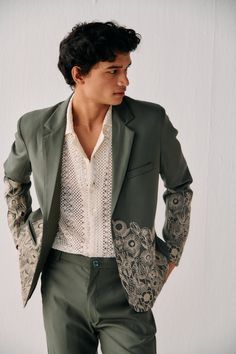 Beach Wedding Suit, Sage Green Blazer, Casual Wedding Suit, Beach Wedding Suits, Embroidered Blazer, Wedding Dresses Men Indian, Sage Green Floral