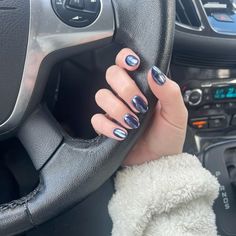 Navy And Chrome Nails, Navy With Chrome Nails, Navy Nails Chrome, Dark Blue Nails With Chrome, Chrome Navy Blue Nails, Navy Nails With Chrome, Navy Blue Nails With Chrome, Short Navy Nails, Navy Blue Chrome Nails