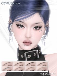 an animated image of a woman with blue hair and piercings on her nose, wearing black