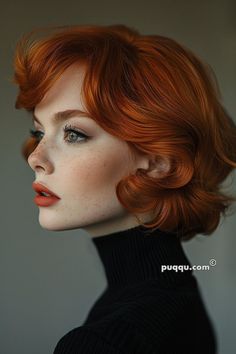 #weirdbutbeautiful #oddbeauty #quirkybeauty #unconventionalbeauty #strangebeauty #eccentricbeauty #bizarrebeauty #uniquebeauty #offbeatbeauty #fascinatingbeauty Short Redhead Hair, Classic French Bob Haircut, French Bob Red Hair, Bob Copper Hair, French Redhead, Short Ginger Bob, Short 60s Hair, Red Bob With Bangs, Red Wavy Bob