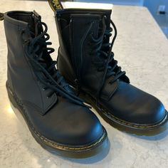 Practically Brand New! Only Worn Twice. Excellent Shape Black Round Toe Boots For School, Casual Round Toe School Boots, Casual School Boots With Round Toe, Casual Round Toe Boots For School, Doc Marten, Dr Martens Black, Dr Martens Shoes, Martens Shoes, Doc Martens