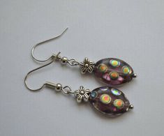 Handmade Painted oval glass bead flower Earring | eBay Handmade Oval Beaded Earrings As Gift, Handmade Oval Beaded Earrings For Gift, Oval Beaded Earrings For Gift, Handmade Beaded Earrings With Oval Beads For Gifts, Bead Flower, Bead Projects, Flower Earring, Beaded Jewelry Diy, Beads Jewelry