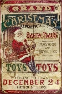 an old fashioned christmas poster with santa claus