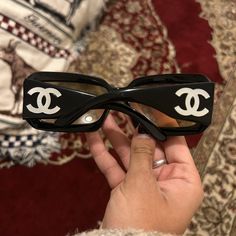 Chanel Sunglasses 5076-H Rare Vintage Sunglasses Chanel Glasses Sunglasses Black, Chanel Sunglasses, Chanel Accessories, Vintage Sunglasses, Chanel Black, Sunglasses Vintage, Colored Sunglasses, Chanel, Sunglasses