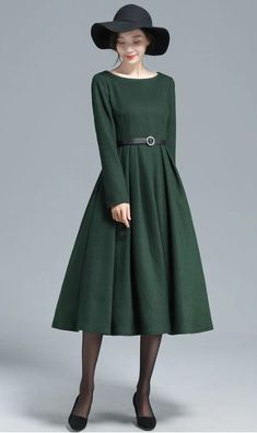 Midi Dress Long Sleeve, Sleeves Details, Fall Winter Dresses, Winter Party Dress, Full Dress, Dress A Line, Winter Party, Vintage Inspired Dresses