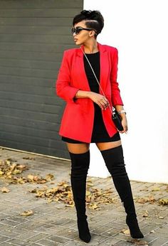 Red Blazer Outfit, Blazer Outfit, Mode Casual, Looks Street Style, Red Blazer, Black Women Fashion, Blazer Outfits, Fall Fashion Outfits, Looks Style