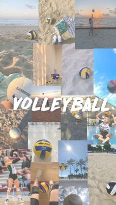 collage of volleyball images with the words volley ball