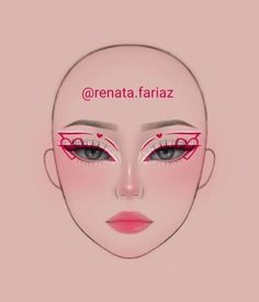 Heart Graphic Liner, Heart Eyeliner, Makeup Ojos, Red Eyeliner, Punk Makeup, Makeup Drawing, Makeup Face Charts, Face Art Makeup