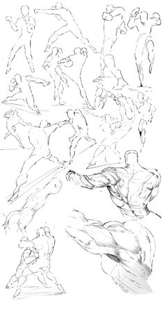 some sketches of people doing different things in the air