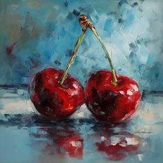 two cherries sitting on top of each other