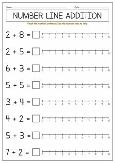 the number line addition worksheet for kids to practice numbers and subtraction