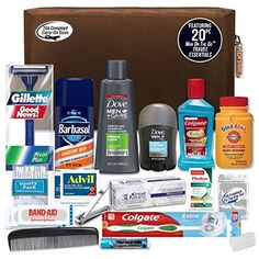 Amazon.com : Convenience Kits Men's Premium 20-Piece Necessities Travel Kit, Featuring: Dove Men & Care Products : Beauty Crest Toothpaste, Travel Accessories For Men, Gym Kit, Dove Men, Mens Travel Bag