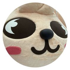 a close up of a stuffed animal with a moustache on it's face