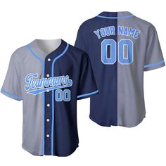 Custom Navy Light Blue Gray Baseball Jersey, Personalized Team Name Baseball Uniforms, Custom Baseball Jersey, Cheap Custom, Team Uniforms, Uniform Design, Team Name, Baseball Team, Polo Shirt Women, Jersey Design