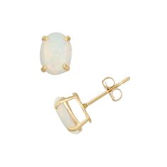 Sparkling oval-cut lab-created opal stones make these 10k gold stud earrings a dazzling choice. Click on this JEWELRY & WATCHES GUIDE to learn about fit, styles, materials and more!EARRING DETAILS Length: 8 mm Backings: post Metal: 10k gold STONE DETAILS Stone type: lab-created opal Cut: oval Setting: prong Size: One Size. Color: White. Gender: female. Age Group: adult. Oval Opal Earrings For Formal Occasions, Formal Oval Opal Earrings, Oval Opal Earrings In Yellow Gold, Yellow Gold Oval Opal Earrings, Gold Oval Earrings, Oval Setting, Post Metal, Oval Stud Earrings, Oval Earrings