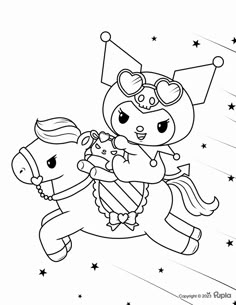 Kuromi Printable, Coloring Pages For Teenagers, Hello Kitty Colouring Pages, Monster Coloring Pages, Rainbow Canvas, Kitty Coloring, Horse Coloring Pages, Hello Kitty Coloring, Mermaid Coloring Pages