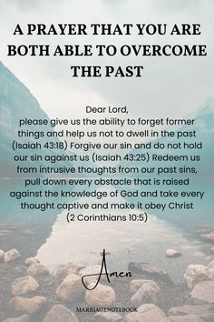 a prayer with the words, dear lord, and an image of mountains in the background