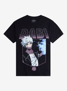 Your favorite baddie from the League of Villains is ready to heat up your wardrobe! This tee from My Hero Academia features a jumbo portrait of Dabi (or should we say Toya?) with his blue flames and the MHA emblem at the bottom. The League Of Villains, My Hero Academia Dabi, League Of Villains, My Hero Academia Shirt, Right Arrow Icon, Location Icon, Anime Tees, Blue Flames, The League