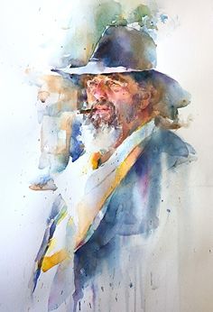 Cowboy by Annette Smith, Watercolor, 20 x 14 Watercolor Face, Watercolor Portrait Painting, Painting People, Watercolor Painting Techniques, Watercolor Portrait, Landscape Artwork, Watercolor Inspiration, Watercolor Portraits, Watercolor Techniques