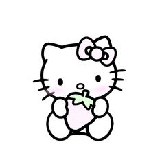 an image of a hello kitty with a bow on it's head holding a heart