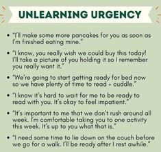 a poem with the words unlearing urgency written in green and orange on it