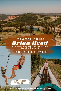 an advertisement for the travel guide to bran head, with pictures of people in different locations