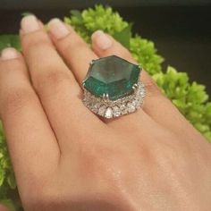 Upside Down Cocktail, Harry Winston, Double Halo, Fabulous Jewelry, Emerald Jewelry, Hexagon Shape, Diamond Pendant Necklace, Emerald Ring, Pear Cut