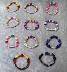 six bracelets with different colors and designs