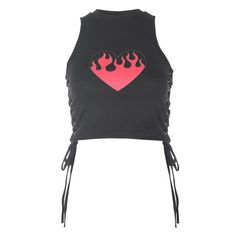 punk gothic strapless sexy crop top female party clubwear flaming fire print summer tank tops cross lace up streetwear Animal Print Crop Tops, Crop Top Sleeveless, Crop Top Women, Vest Crop Top, Female Clothes, Tops Casual, Crop Top Outfits, Summer Tank Tops, Print Crop Tops