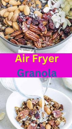 This delicious homemade granola recipe is a breeze to make with the help of our trusty air fryer! You can have it ready to enjoy in under 30 minutes. Air Fryer Recipes Healthy Low Carb, Healthy Low Carb Breakfast, Recipe Air Fryer, Healthy Granola, Gluten Free Granola, Granola Healthy, Granola Recipe