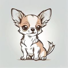 a small chihuahua sitting on top of a white surface