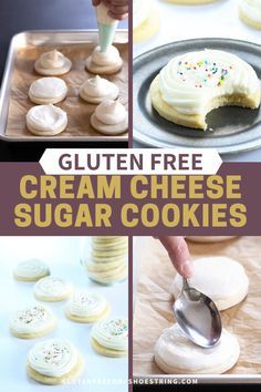 a collage of pictures showing how to make cream cheese sugar cookies