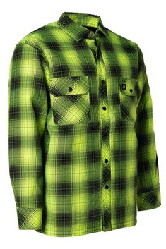 PRICES MAY VARY. 100% Polyester Flannel Shell: Robust and comfortable for daily wear. Quilt-Lined with Polyester Insulation: Offers optimal warmth in cooler conditions. Spring-Loaded Front Snap Closure: Ensures easy and secure fastening. Six Pockets: Four outer and two inner pockets for ample storage. Pencil Slot and Hanger Loop: Convenient features for workplace efficiency. Our Hi-Vis Black Shadow Plaid Quilted Flannel Shirt Jacket is the epitome of functionality meets style. Designed for those Green Casual Flannel Shirt With Pockets, Casual Green Flannel Shirt With Pockets, Winter Workwear Flannel Shirt With Pockets, Green Winter Shirt With Pockets, Green Long Sleeve Shacket With Pockets, Green Long Sleeve Flannel Shirt With Pockets, Winter Green Flannel Shirt With Pockets, Green Long Sleeve Utility Shacket, Plaid Quilt