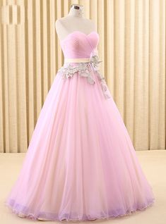 डिजाइनर कपड़े, Pink Ball Gown, Ball Gown Dress, Floor Length Wedding Dress, Wedding Dresses With Flowers, Custom Size Dresses, Ball Gown Dresses, Gown Dress, Ball Gowns Wedding