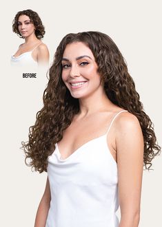 Our Light Brown curly clip-in hair extensions feature subtle ash tones and are ideal for hair that’s between medium blonde and dark brown. This shade beautifully complements cool tones. These easy-to-use Spiral clip-ins are perfect for those with a loose wave texture (like a 2c) or soft curls (like a 3A). Our 220-gram set is for those who already have medium or thick hair and are looking to add length or have an extra voluminous look. This is the set that we recommend for those with short hair l Soft Brown Curly Hair, Long Brown Curly Hair Extensions, Hair Extensions Light Brown, Clip In Hair Extensions Dark Brown, Light Brown Highlights, Zala Hair Extensions Chestnut Brown, Wave Texture, Curly Clip Ins, Curly Hair Extensions