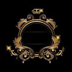 an ornate gold frame on a black background