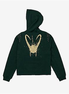 a green hoodie with an image of a hand on it