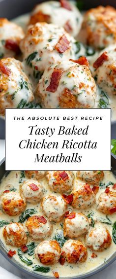 Image for Tasty Baked Chicken Ricotta Meatballs Crockpot Chicken Meatballs, Ricotta Dinner Recipes, Savory Baked Chicken, Chicken Ricotta Meatballs, Chicken Ricotta, Classic Italian Meatballs, Ricotta Meatballs, Baked Meatballs, Italian Meatball