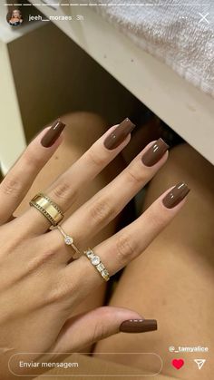 Short Brown Square Nails, Autumn Nails Ideas 2024, Brown Manicure Ideas, Brown Gel X Nails, Elegant Nails Brown, Square Brown Nails, Elegant Brown Nails, Classy Brown Nails, Brown Square Nails