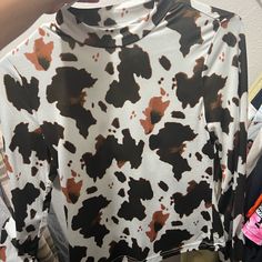 Cow Print Long Sleeve Shirt. Never Worn It Was Too Short On Me. Top Cow, Shein Tops, Too Short, Cow Print, Costume Ideas, Shirt Color, Long Sleeve Shirt, Sleeve Shirt, Colorful Shirts